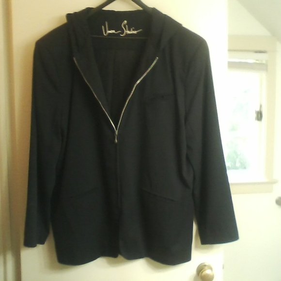 Unique Zip-Front Hoodie Blazer Navy by Umen Studio